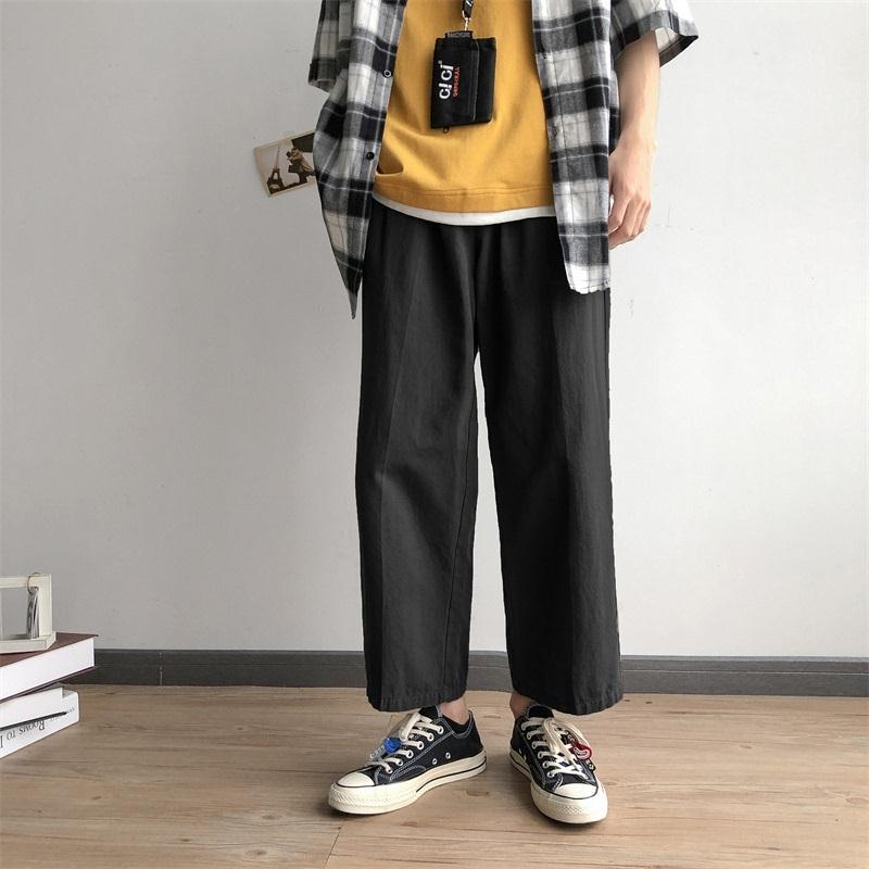 Casual Pants Men Loose Straight All-match Ankle-length Cargo Wide-leg Mens Trousers Ins Solid Simple Trendy Oversize 3XL Korean