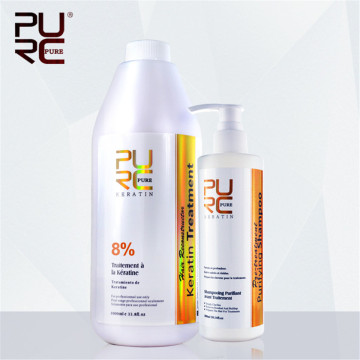 2PCS/lot PURC 8% Straightening Brazilian Chocolate Keratin Hair Treatment 1000ML + 300ML Purifying Shampoo Salon Hair Care Set