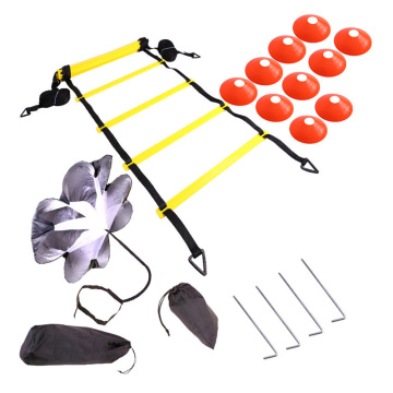 Adjustable Footwork Soccer Football Fitness Speed Rungs Agility Ladder Training Equipment Kit with Resistance Parachute Disc