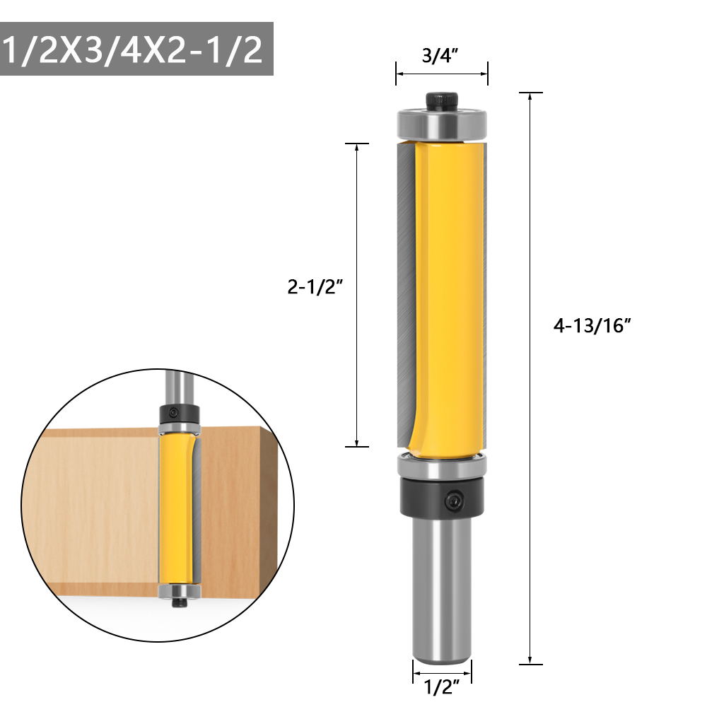 1pc 1/2 SH 2-1/2" Extra Long Trim Pattern Top&Bottom Bearins Router Bit RCT-16001