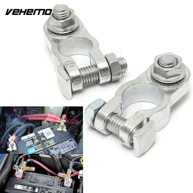 Vehemo Hot 2Pcs 1.2cm Car Truck Battery Terminal Connector Clamp Clips Negative Positive Aluminum Alloy Material