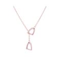 Double Horseshoe Pendant Necklace Stainless Steel Simple Horse Stirrup Jewelry for Women Girls Gift