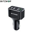 BlitzWolf USB Car Charger 4 USB Ports 50W QC3.0 Fast Charging For Mobile Phone TDC 12V-24V For iPhone X XR Xs For Xiaomi Mi8