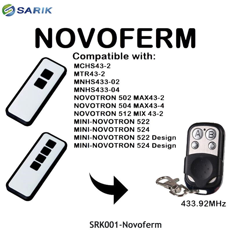 NOVOFERM 502 MAX43-2, 504 MAX43-4 replacement garage door opener 433,92mhz Rolling code duplicator