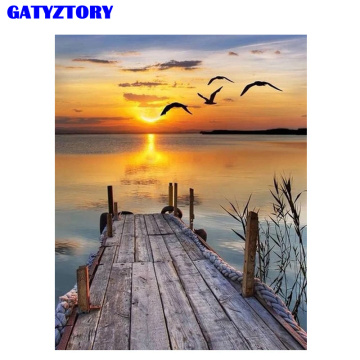 GATYZTORY Frame Picture Sunset Seascape DIY Painting By Numbers Kit Modern Home Wall Art Picture By Numbers Home Decors Gift Art