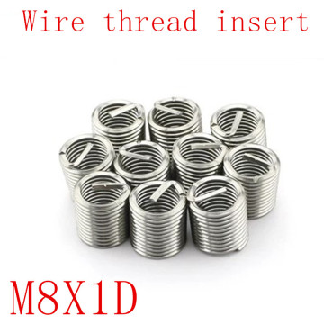 50Pcs M8*1D Stainless Steel Coiled Wire Helical Screw Thread Inserts M8 Screw Bushing self tapping thread repair tool