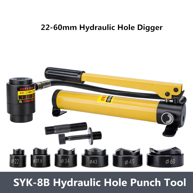 Hydraulic Hole Digger SYK-8B Hydraulic Hole Punch Tool Hydraulic Knockout Tool Hydraulic Hole Puncher 22-60mm