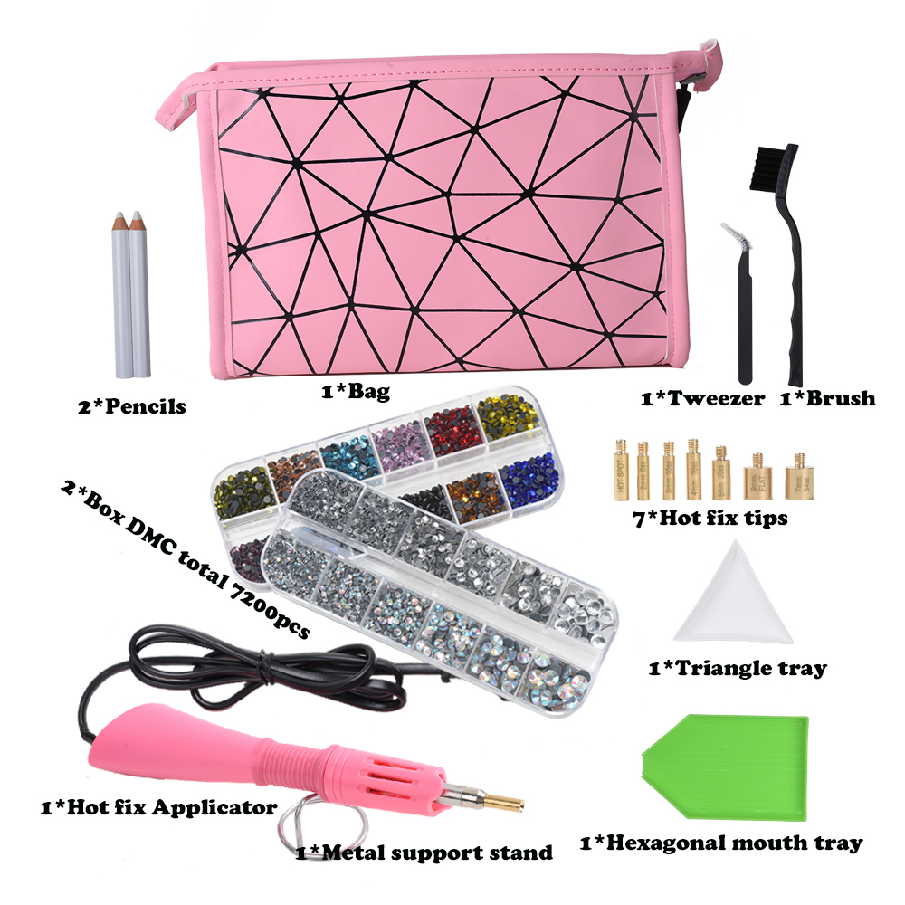 Fast Heated 7200Pcs Hotfix Rhinestone Set/Hotfix Applicator Set Iron-on Wand Heat-fix Tool Gun Hot Fix Rhinestones Glass Diamond