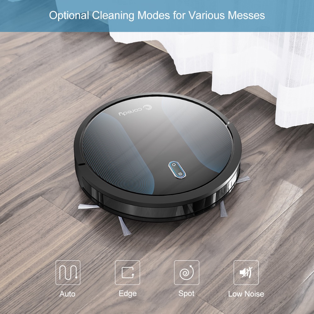 Coredy R500+ Automatic Smart Robot Vacuum Cleaner Sweep and Wet Mopping Dry Floor with Water Tank and 3PCS Mop Cloths for Home