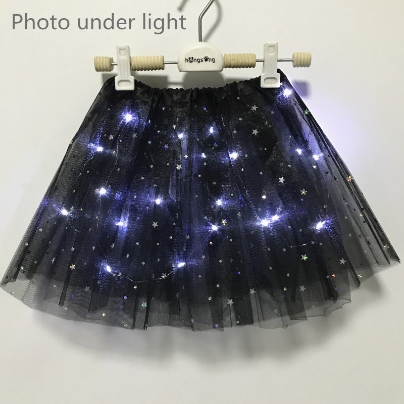 Light LED Girl Kids Clothes Star Tutu Skirt Princess Party Tutus Tulle Pettiskirt Child Ballet Dance Halloween