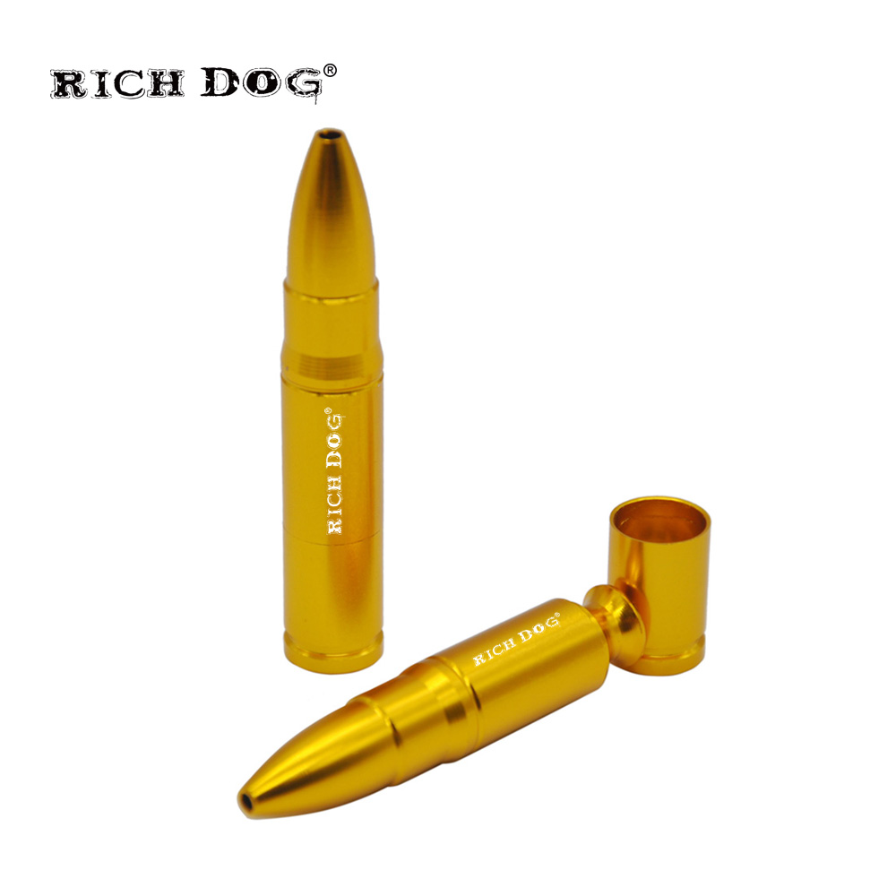 Rich Gog Metal Smoking Pipe Medium Bullet Shape Aluminum Smoking Tobacco Pipa Portable Pipes For Smoking Herb Bullet metal pipe