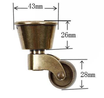 2Pieces Wheel Diameter:28mm Antique Bronze Vintage European Furniture Casters Mute Pulley