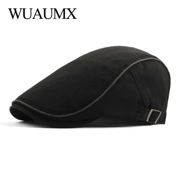 Wuaumx Spring Summer Berets Hat Men Breathable Newsboy Caps Sun Visors Men's Beret Caps Herringbone Flat Caps Adjustable Baret