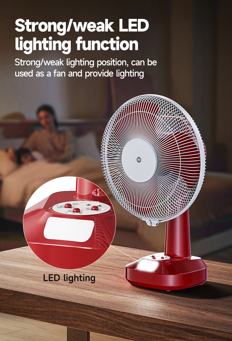 05-F111AT-F111AT-12 Inch Rechargeable Table Floor Solar Fan AC DC with LED Light