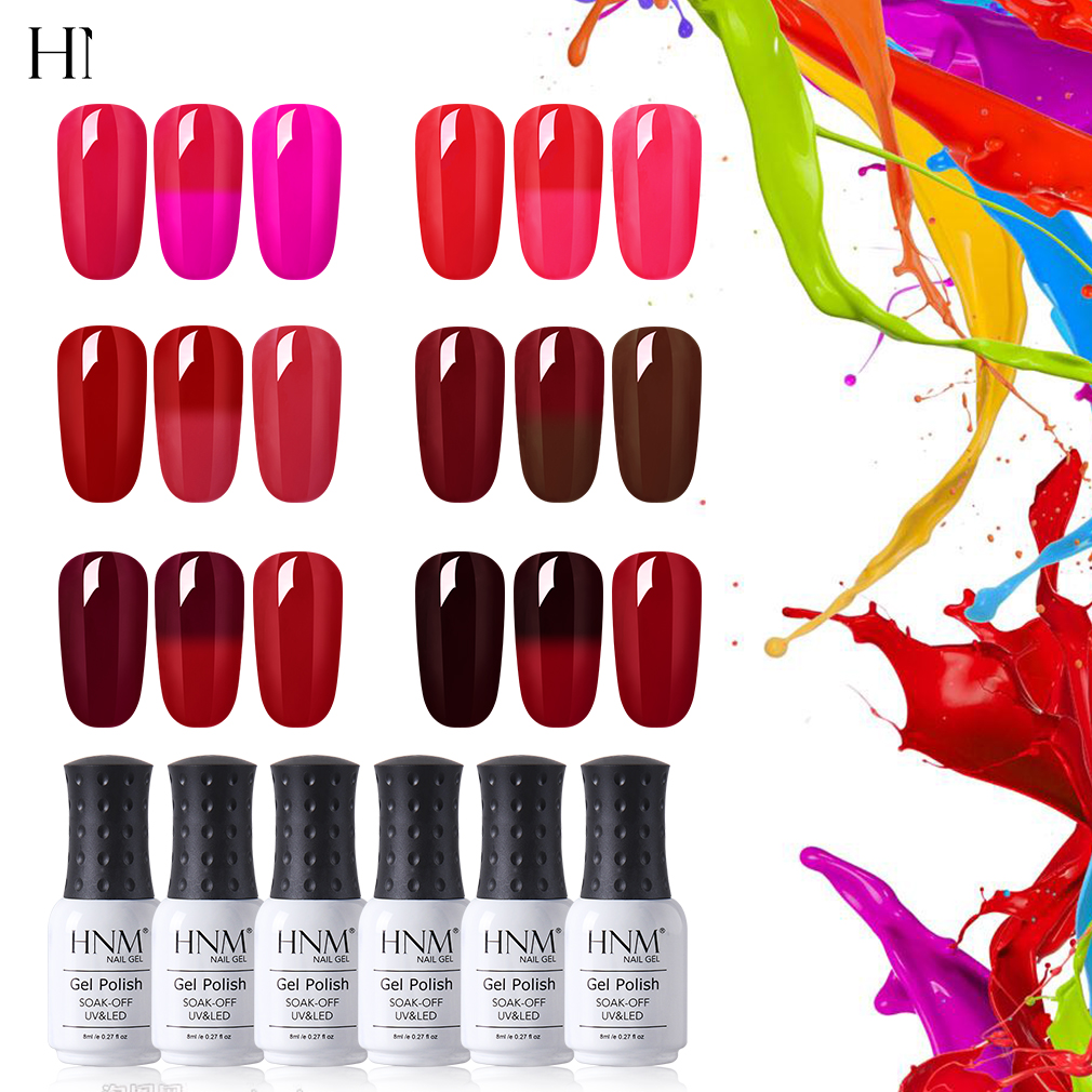 HNM 8ML Wine Red Thermo Nail Gel UV Paint Gellak Changing Nail Gel Polish Semi Permanent Hybrid Varnish Stamping Lucky Lacquer
