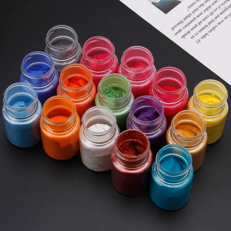 15 Colors Mica Powder Epoxy Resin Dye Pearl Pigment Natural Mica Mineral Powder T8WB