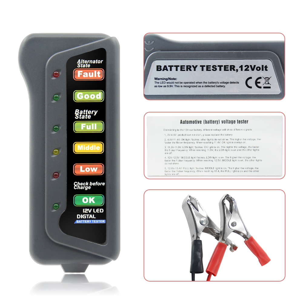 Best price brake fluid tester 12V Automotive Car Battery Tester LCD Digital Test Analyzer Auto System Analyzer Alternator