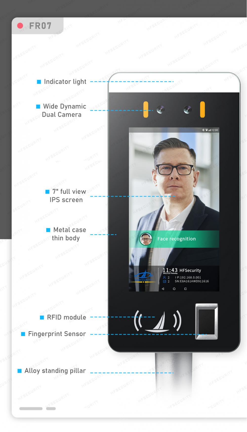 7 Inch Fingerprint Scanning Biometric Device