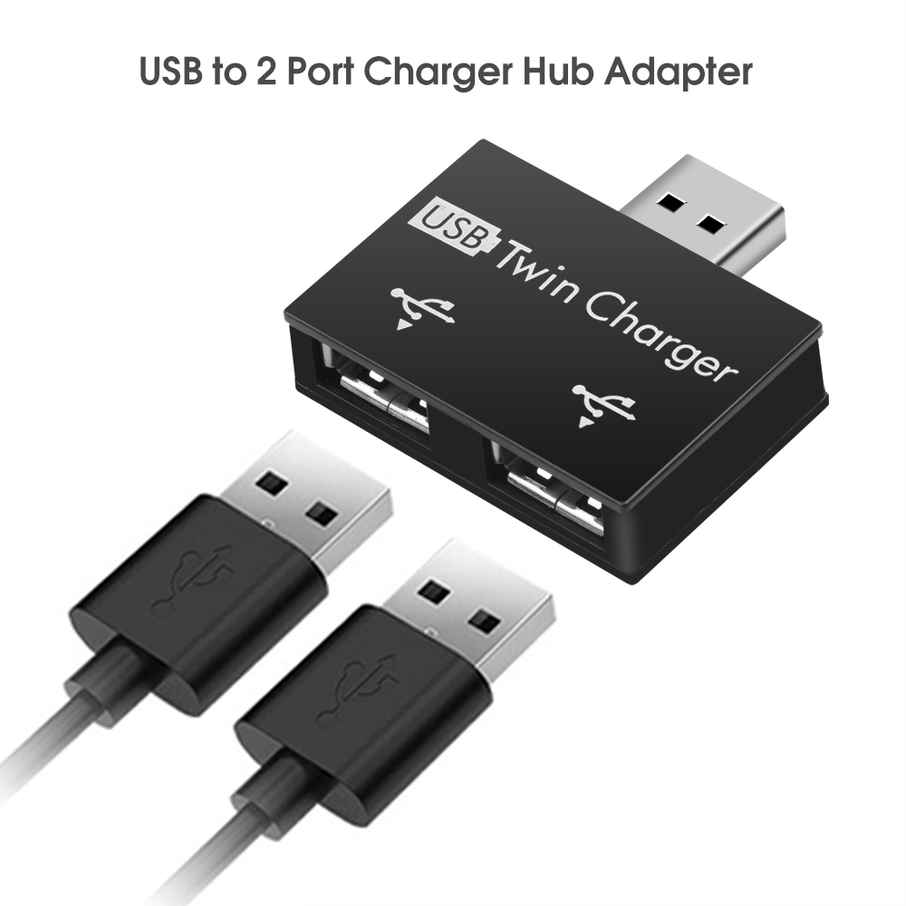 Kebidu Mini USB Twin Charger USB To 2 Port Charger Adapter Splitter Hub For Mobile Phones Computers U Disk Accessories Gadgets