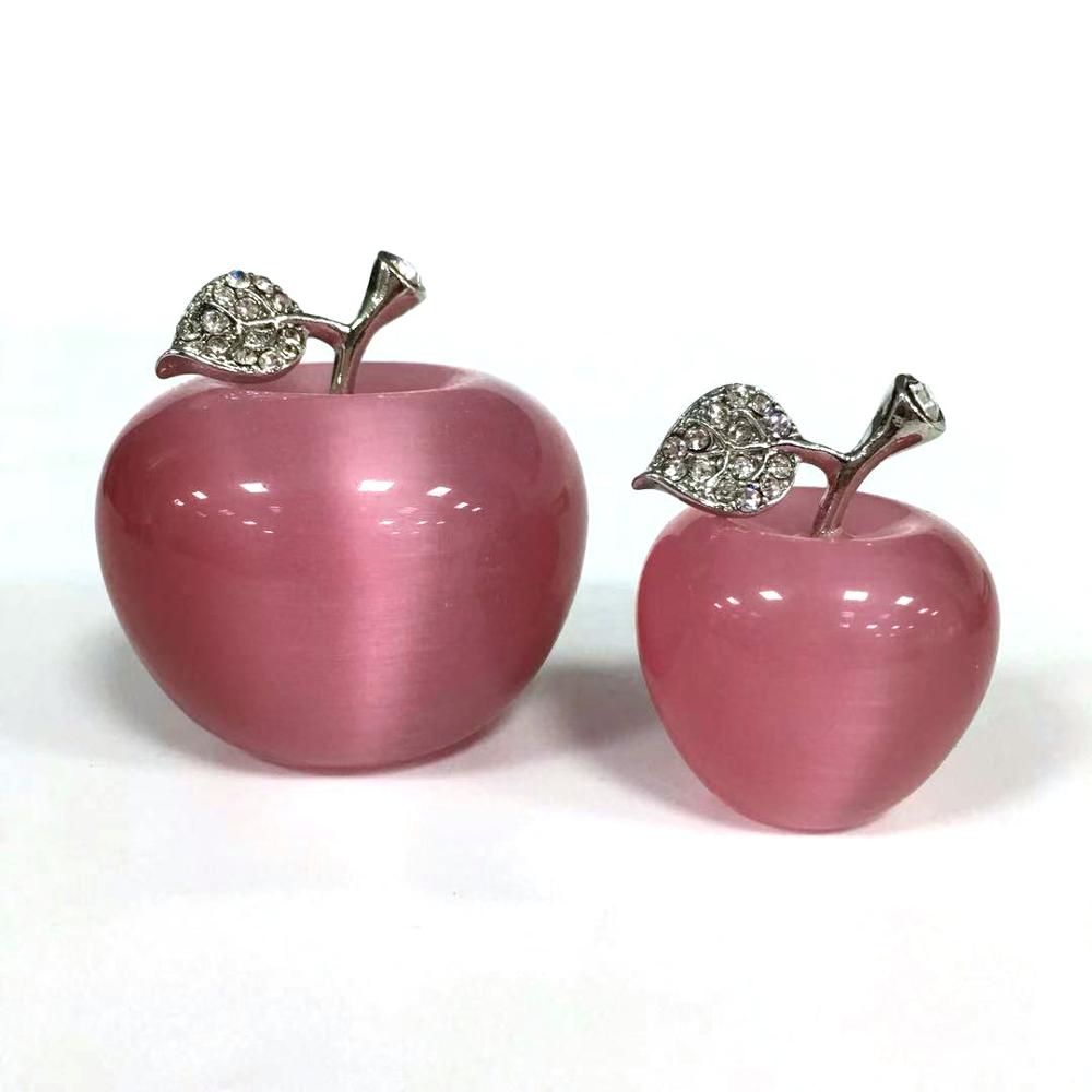 High Quality Crystal Craft Pink Opal Apple Mineral Jade Healing Energy Therapy Specimen Trinket Adornos Para Casa Decor Sala