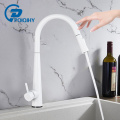 POIQIHY White Sensor Kitchen Faucet Pull out 360 Rotation Touch sense Faucets Crane Tap Cold Hot Water Mixer Tap Battery power