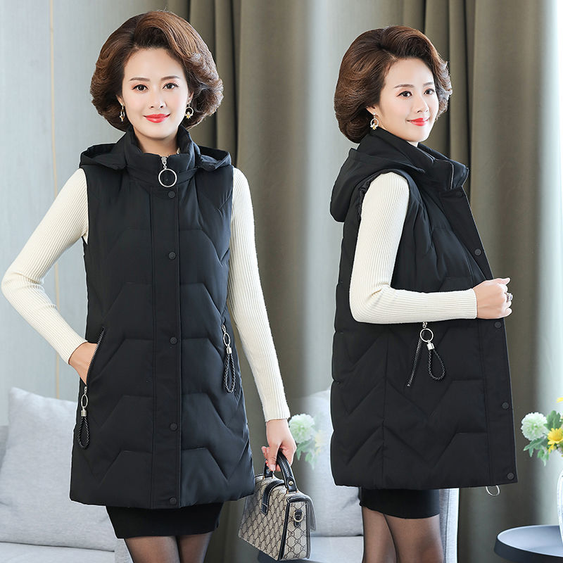 Autumn Winter Women Casual Sleeveless Warm Medium Jacket Waistcoats Female Slim Fit Office Ladies Simple Down Cotton Vests D89