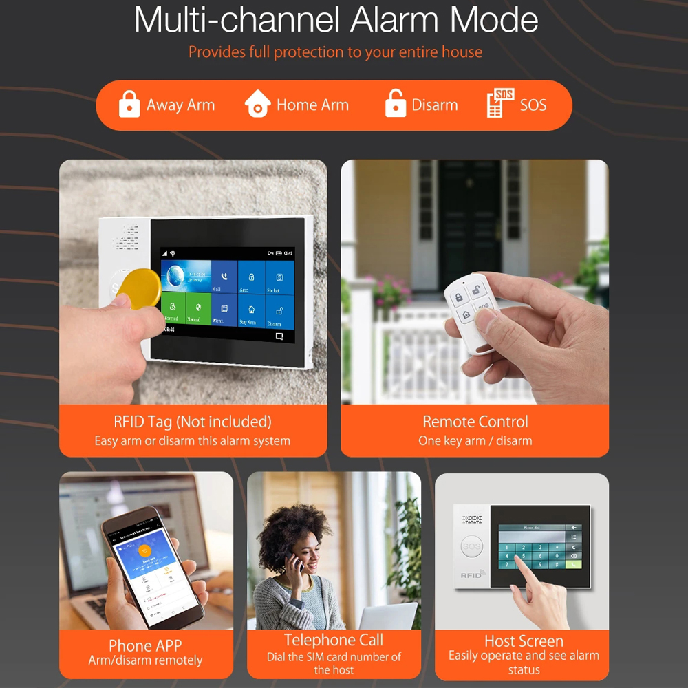 Tuya Smart Home Security Kit WiFi GSM Home Security Alarm System burglar Kit Infrared PIR detection SOS Tuya APP Control Notice