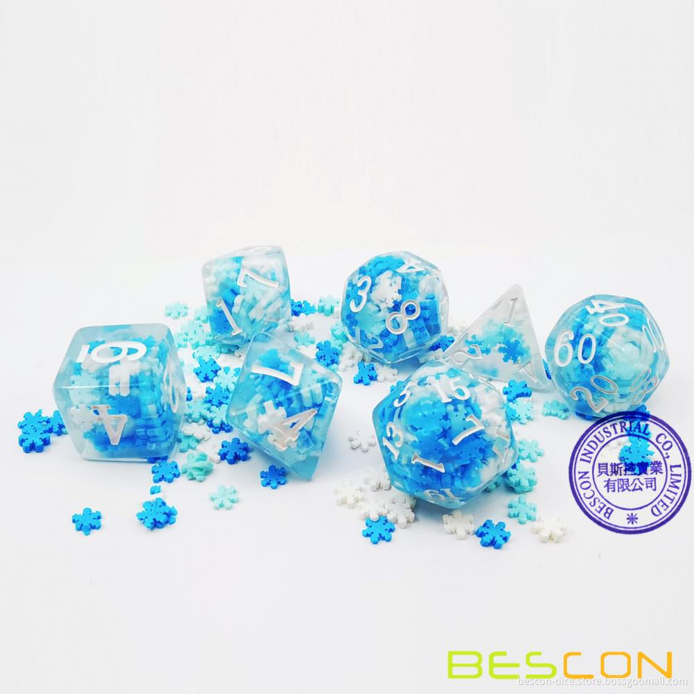 Bescon Fruit and Snowflake Stuffed Polyhedral Dice Set, Novelty RPG Dice set of 7