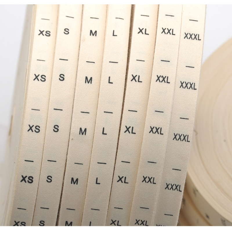250pcs labels for clothes XS-XXXL natural offwhite/white COTTON size label clothing print tags silk screen garment tags C-1