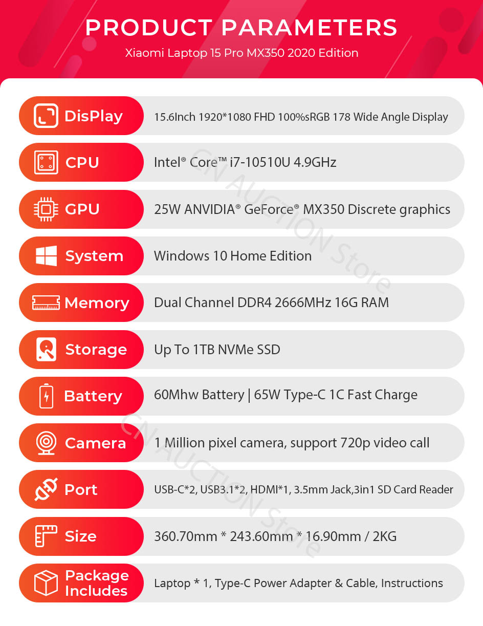 Xiaomi Laptop Pro 15.6 Inch NVIDA GeForce MX350 NoteBook i7-10510U 16GB DDR4 1TB SSD 100% sRGB Computer PC Fingerprint Unlock