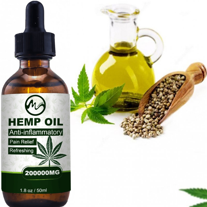 Minch 50ml CBD Pain Relief Oil Hemp Seeds Skin Oil 200000MG Extract Drop for Neck Pain Reduce Anxiety Better Sleep Essence