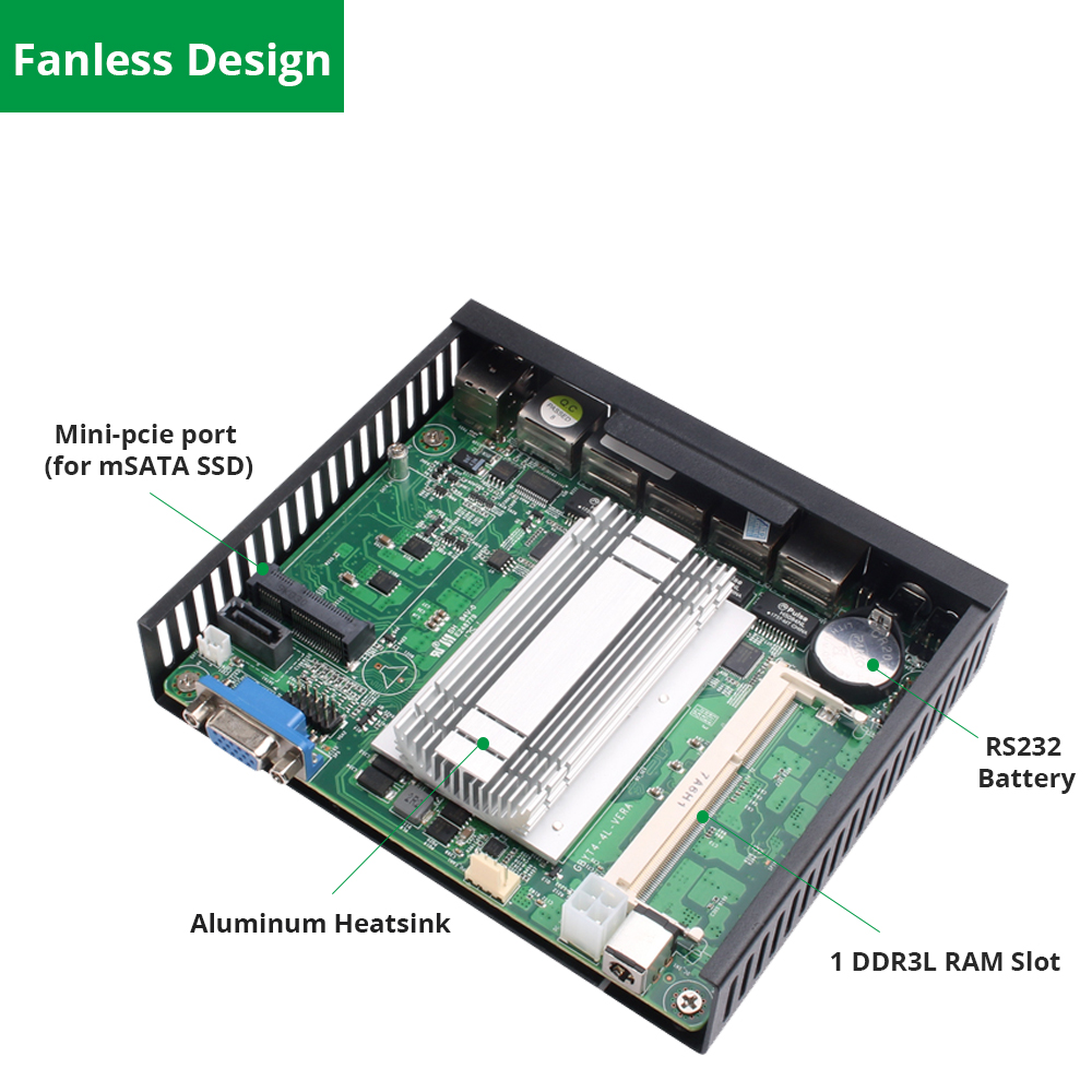 X33 Fanless Mini PC Firewall Router Intel Celeron J1900 4 LAN Gigabit Ethernet Intel i211 NIC Pfsense Linux Server