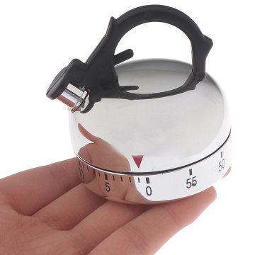 60 Minute Kitchen Timer Alarm Mechanical Teapot Shaped Timer Clock Counting Tools