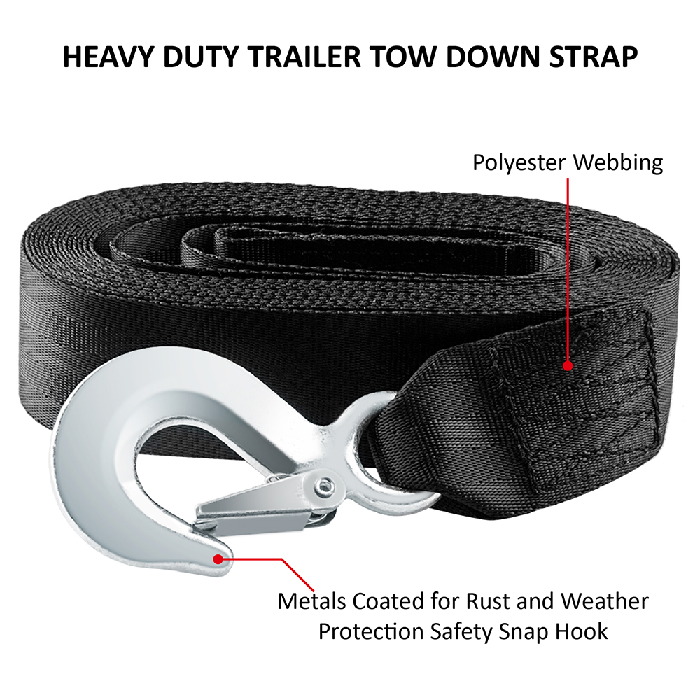 NEW DELUXE BOAT TRAILER REPLACEMENT WINCH STRAP 48mm x 6m WITH SNAP HOOK QUICK