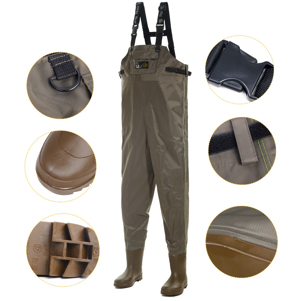 Waterproof fishing wader 41-46 size Chest waders with wading boots for hunting bootfoot wader fly fishing cloth Nylon shell