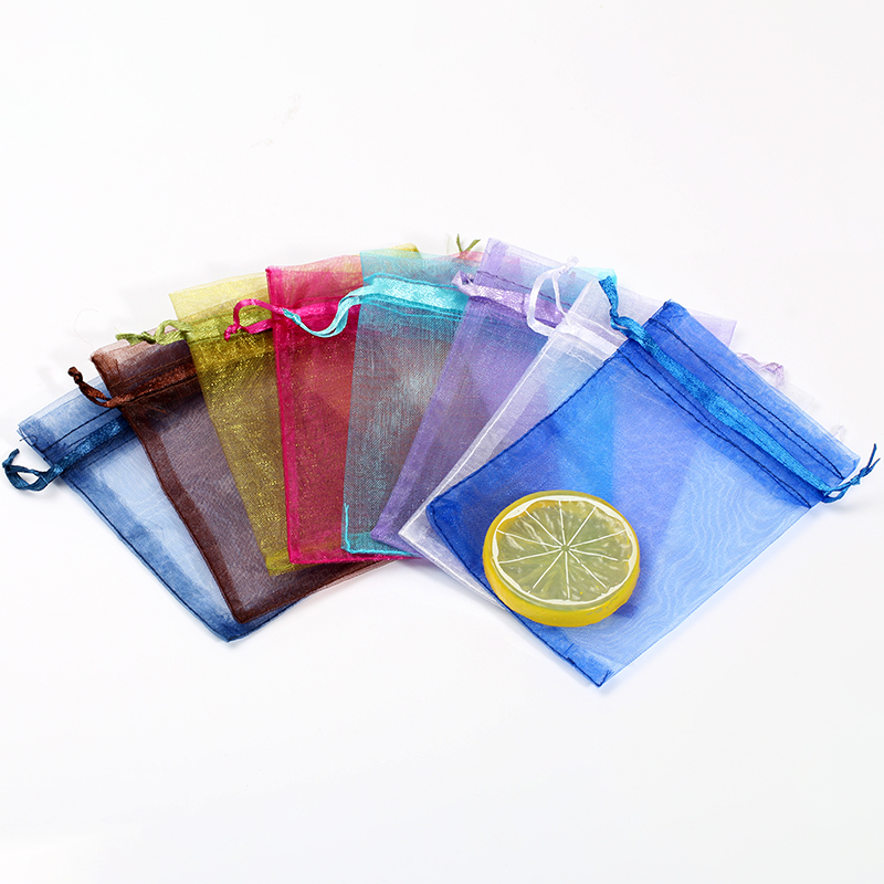50 pcs 7*9 cm Organza Bags Drawable Wedding Party Decoration Gift Bags Pouches Jewelry Packaging tulle fabric Bags 19 Colors