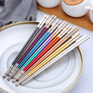 5Pairs Sushi Japanese Acciaio Chopsticks Set 304 Stainless Steel Black Chinese Laser Chop Sticks Tableware Kitchen Tools 21cm