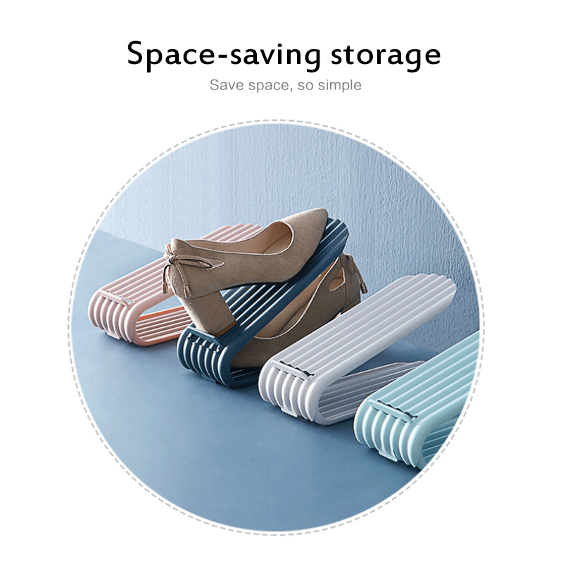 Multi Color Plastic Storage Shoe Rack Adjustable Durable Shoe Shelf Organizer Space Saving Double Layer Stand Shoe Holder Rack