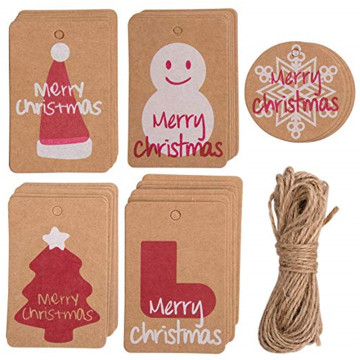 100PCS Kraft Paper Christmas Gift Tags with christmas decorations with Love Tags With Jute Twine for DIY Price Garment Tags