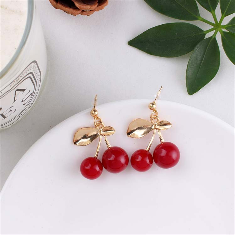 YOBEST Sweet fruit fresh cherry ear drop female fashion youth beautiful girl students earrings