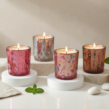 Mirror Printed Glass Candle Jar