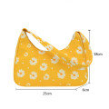 Classic Texture Fashion Flower Daisy Women Handbag Portable Creative Design Chic Nylon Underarm Shoulder Tote Baguette Bags