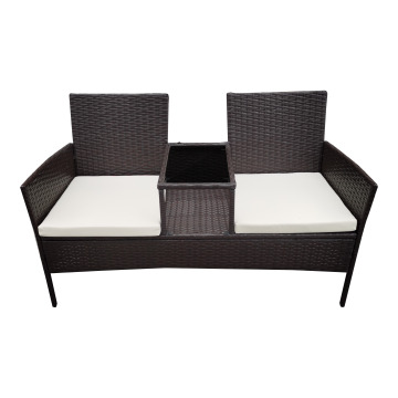 Brown PE Rattan Integrated Loveseat Unit