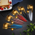 Gold Dinner Set Spoon Fork Sets Golden Tableware Spoon and Fork Set Cutlery Set Black Gold Dinnerware Set for Restaurants