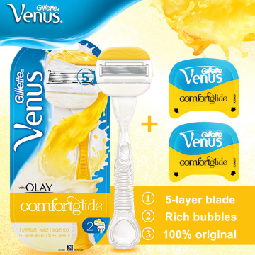 New Gillette Venus OLAY Razor for Women Smooth Lubricating & Comfortable 5 Layers Shaving Razor Blades Girl Body Hair Removal