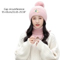 Women Winter Knit 2Pcs Avocado Beanie Hat Ruffled Turtleneck Collar Scarf Set 649C