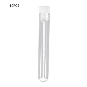 10Pcs Plastic Test Tubes Lab Test Tool With Screw Cap Transparent 16x100mm G6DD