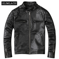 Plus Size 5XL 100% Cowhide Jacket Men Autumn Real Leather Motorcycle Biker Mens Jackets Stand Collar Short Genuine Leather Coat