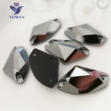 YANRUO 3256 Galactic Jet Hematite AAAAA Quality Loose Rhinestones Sew On Stones Fatback Sewing Glass For Jewelry Craft