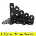 5pcs/lot L Shape Stainless Steel Angle Fixed Furniture Corner Bracket Furniture Accessories Cabinet Right Angle Connector Black
